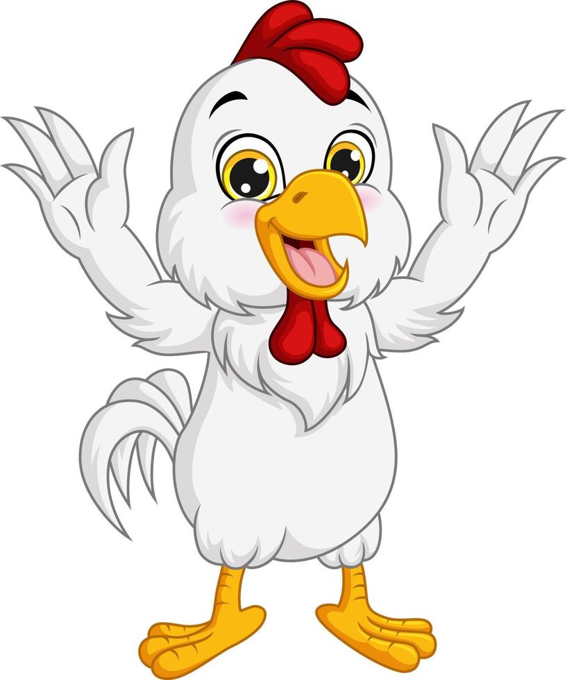cartoon gelukkige kip op witte achtergrond vector