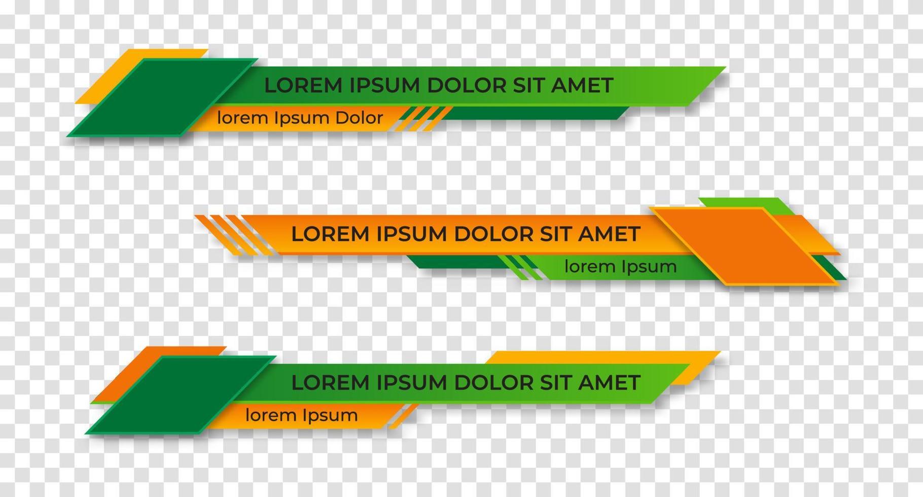 drie geometrische lagere derde banners decorontwerp. moderne geometrische lagere derde banner sjabloonontwerp. kleurrijke lagere derde set sjabloon vector