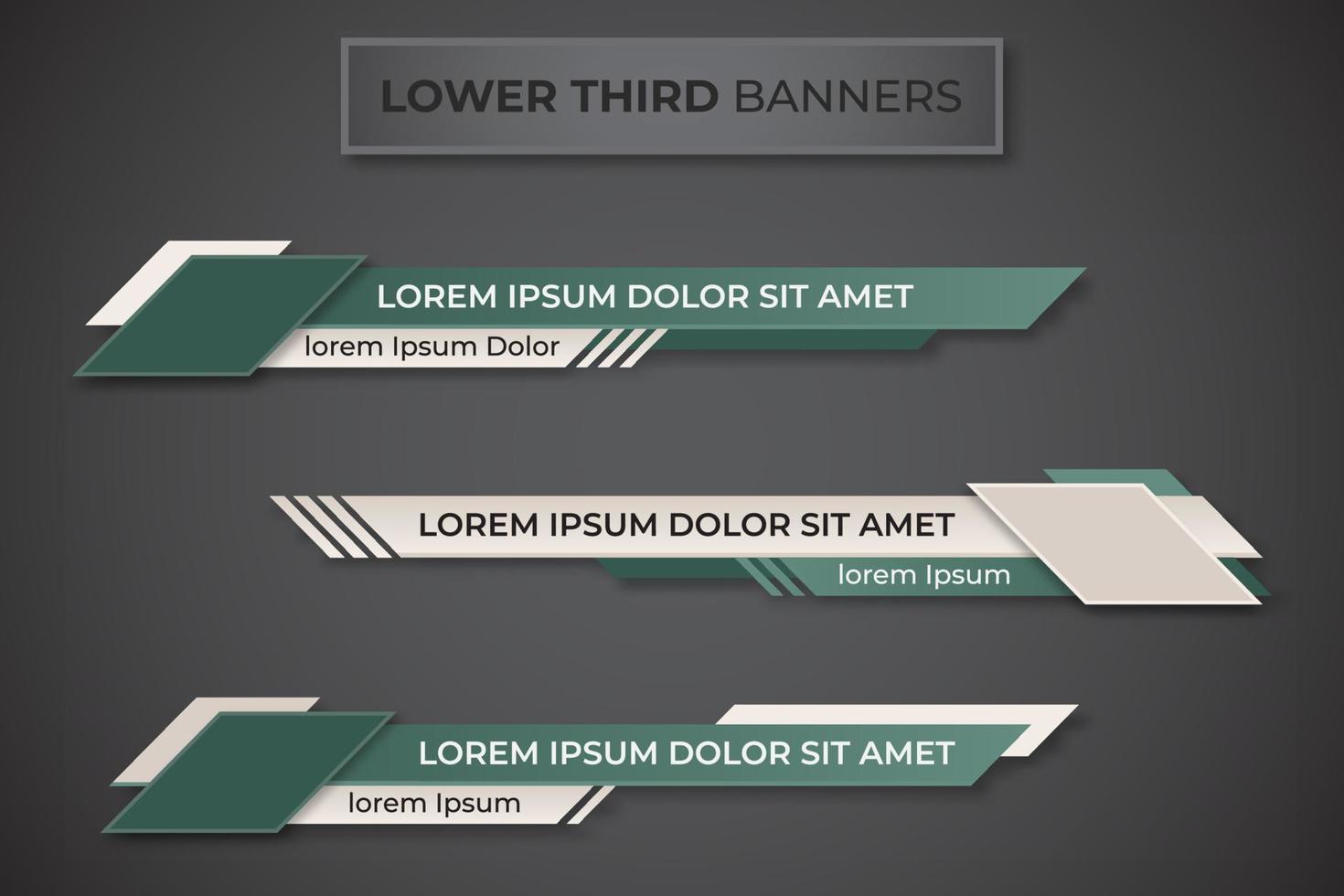 drie geometrische lagere derde banners decorontwerp. moderne geometrische lagere derde banner sjabloonontwerp. kleurrijke lagere derde set sjabloon vector