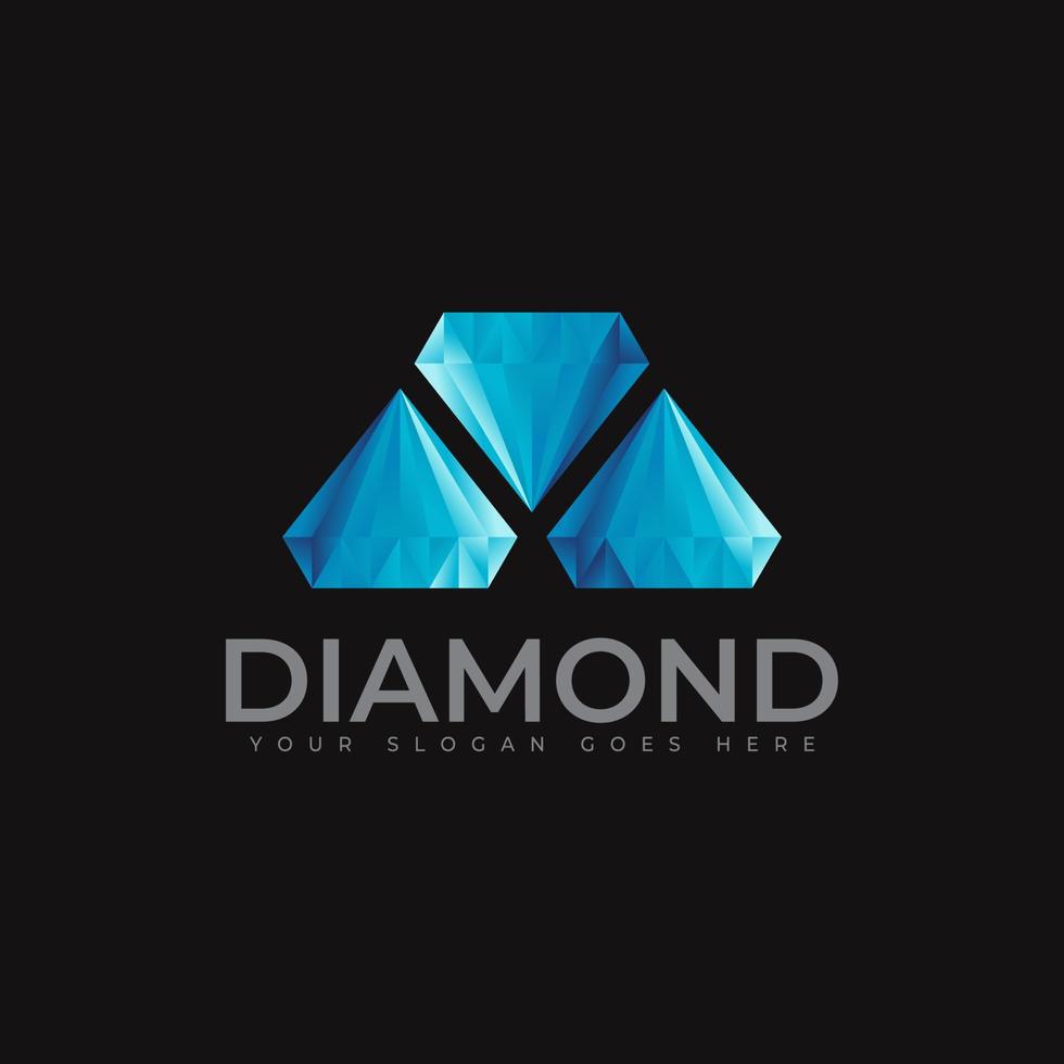 drie diamanten logo en pictogramontwerpsjabloon vector