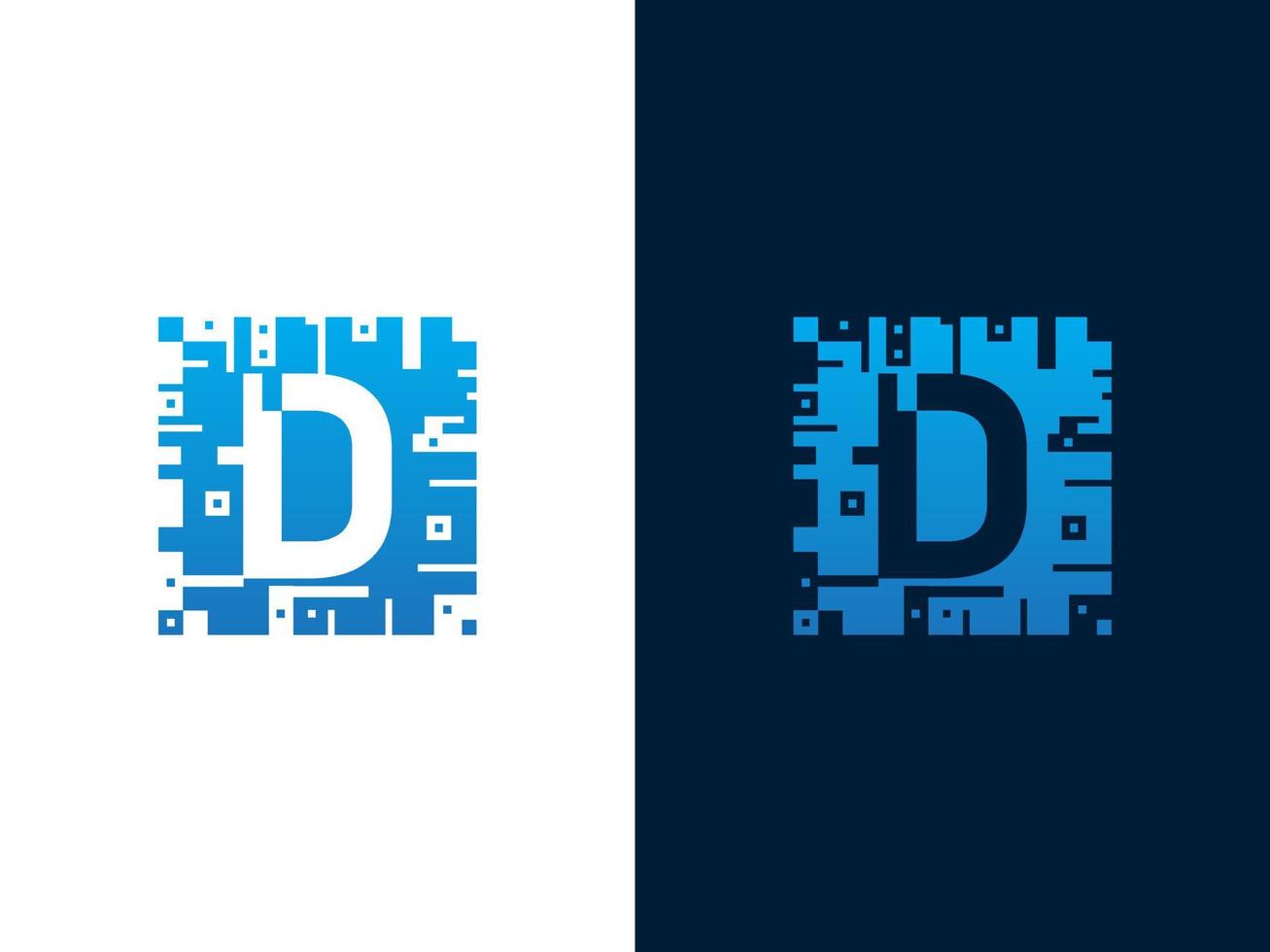 beginletter d en chipkaart vector logo ontwerp