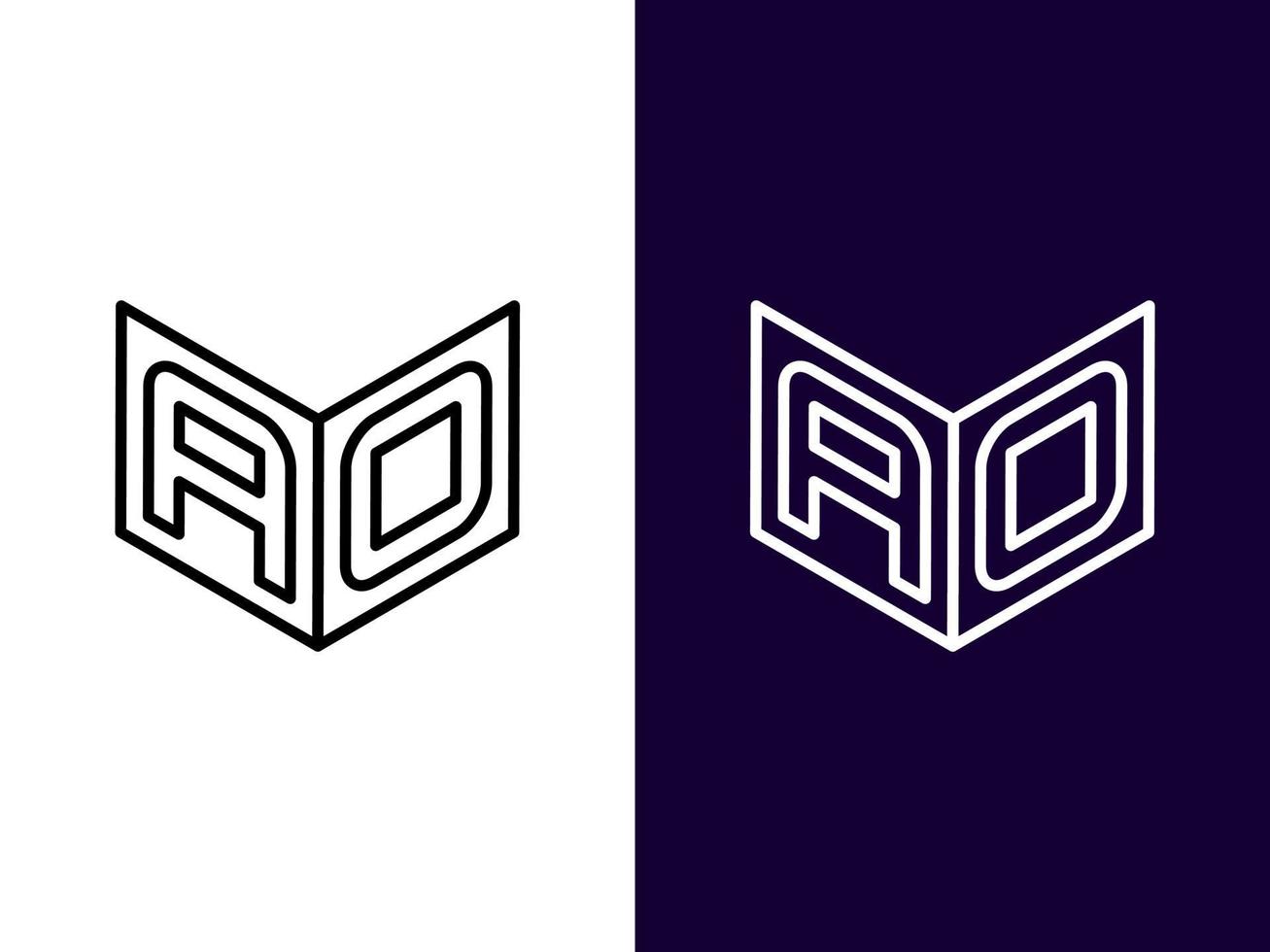 beginletter oa minimalistisch en modern 3d logo-ontwerp vector