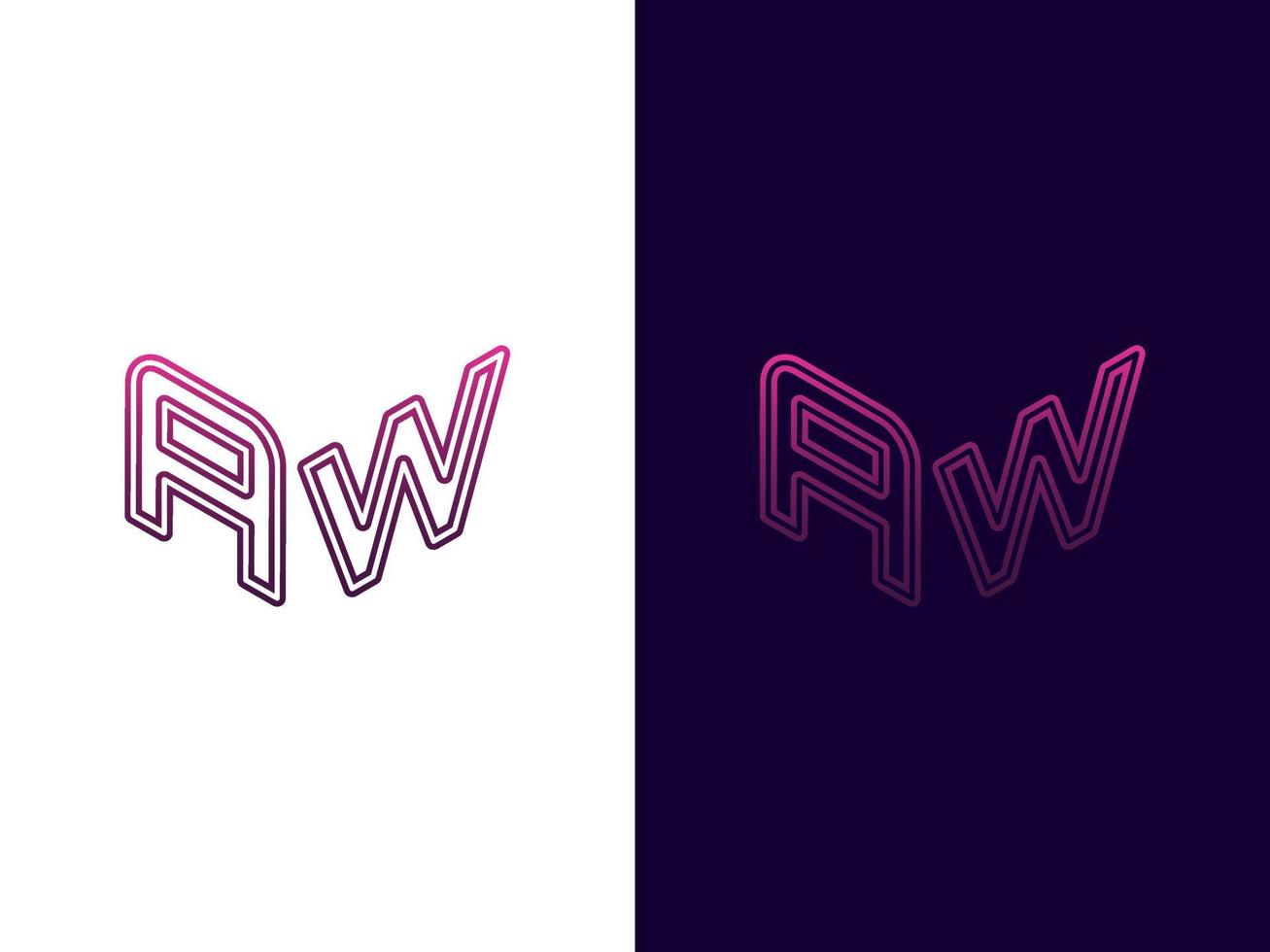 beginletter aw minimalistisch en modern 3D-logo-ontwerp vector