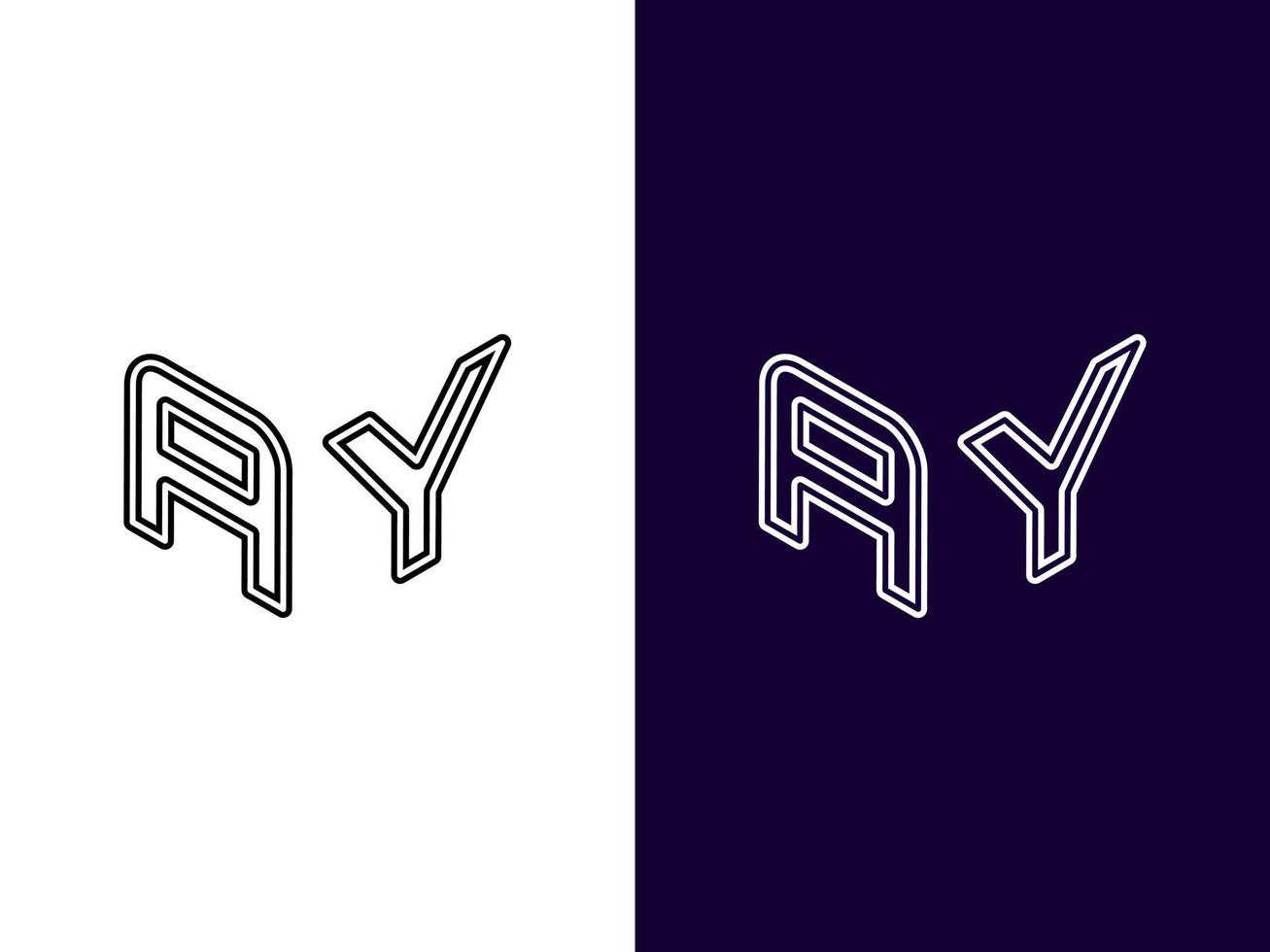 beginletter ay minimalistisch en modern 3D-logo-ontwerp vector