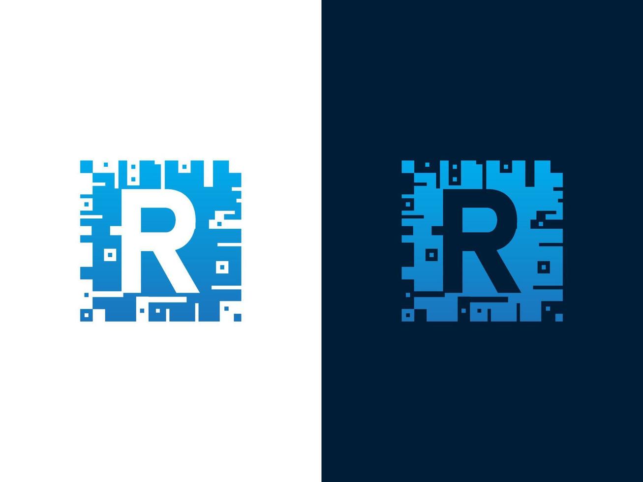 beginletter r en chipkaart vector logo ontwerp