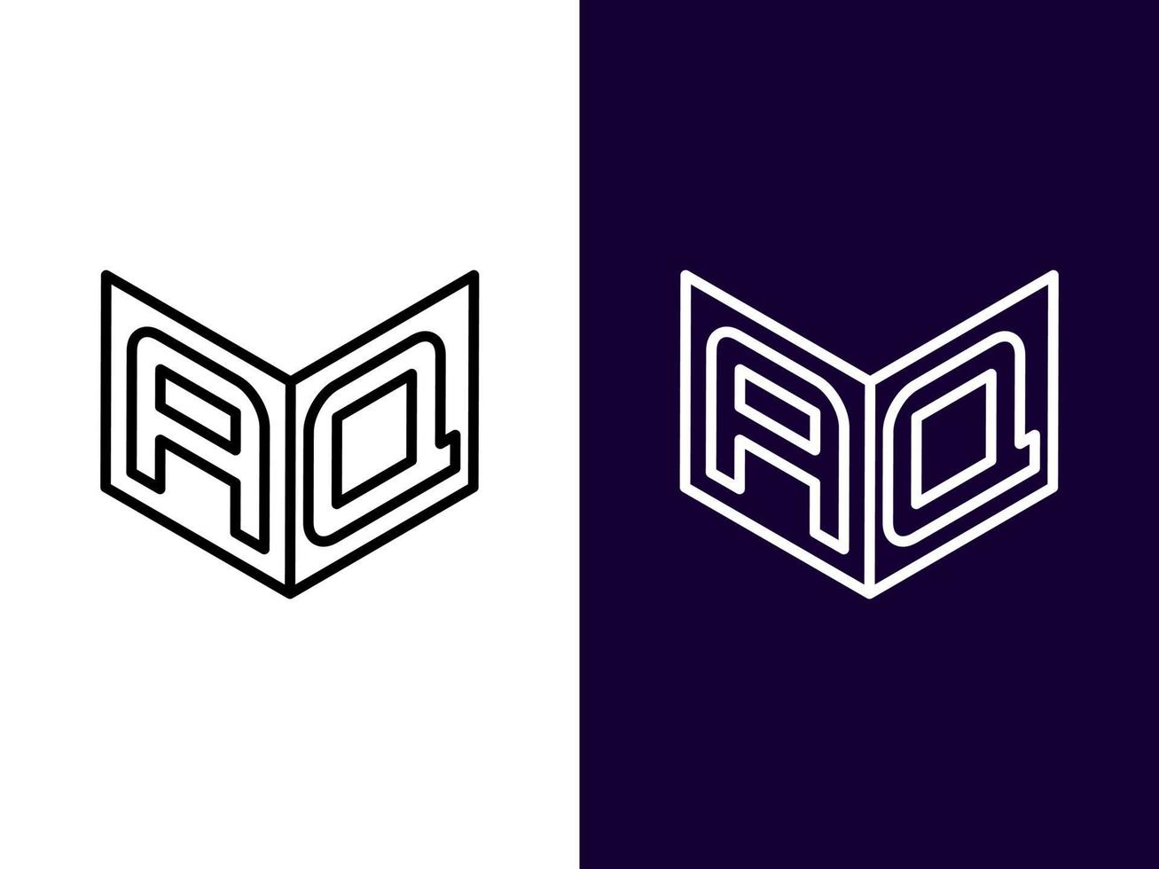 beginletter aq minimalistisch en modern 3D-logo-ontwerp vector