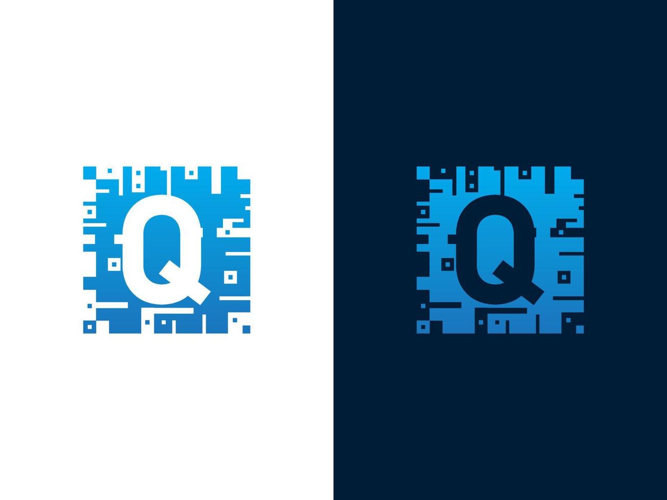 beginletter q en chipkaart vector logo ontwerp