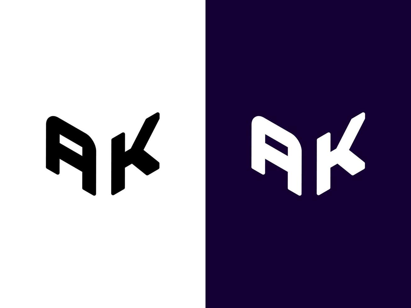 beginletter ak minimalistisch en modern 3D-logo-ontwerp vector