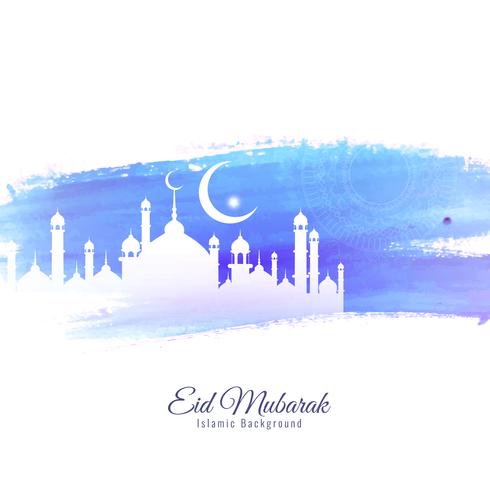 Abstract Eid Mubarak-waterverfontwerp als achtergrond vector