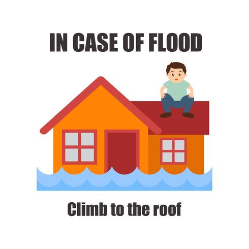bewustzijn van overstromingen voor concept van de veiligheid van overstromingen vector