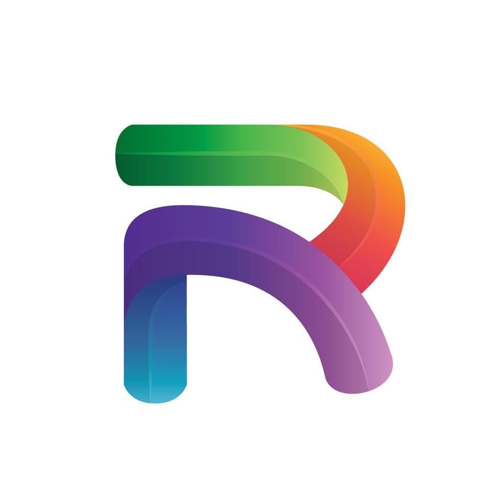 letter r kleurrijk, vector logo-ontwerp bewerkbaar