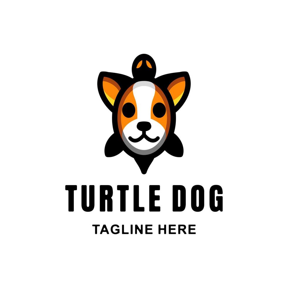 eenvoudig vector mascotte cartoon logo ontwerp van dubbele betekenis combinatie hond en schildpad