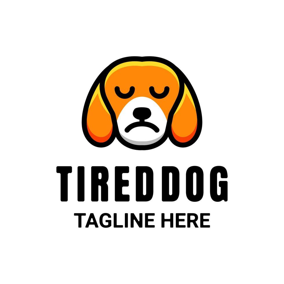 eenvoudig vector mascot logo-ontwerp vermoeide hond voor, pictogram, t-shirts of zoals je wilt