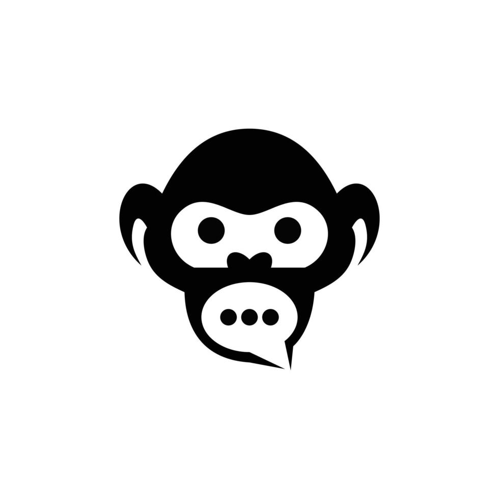 dubbele betekenis logo combinatie van aap en chatbericht vector