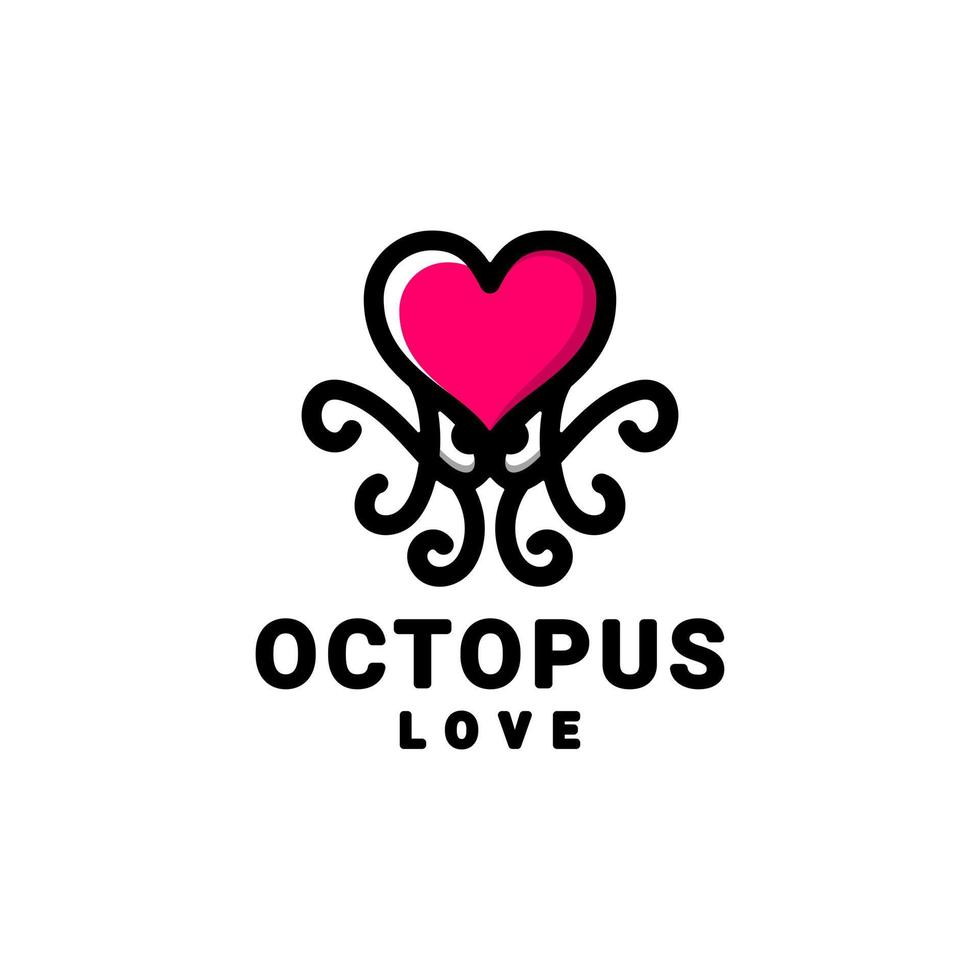 octopus combinatie met liefde, vector logo ontwerp bewerkbaar