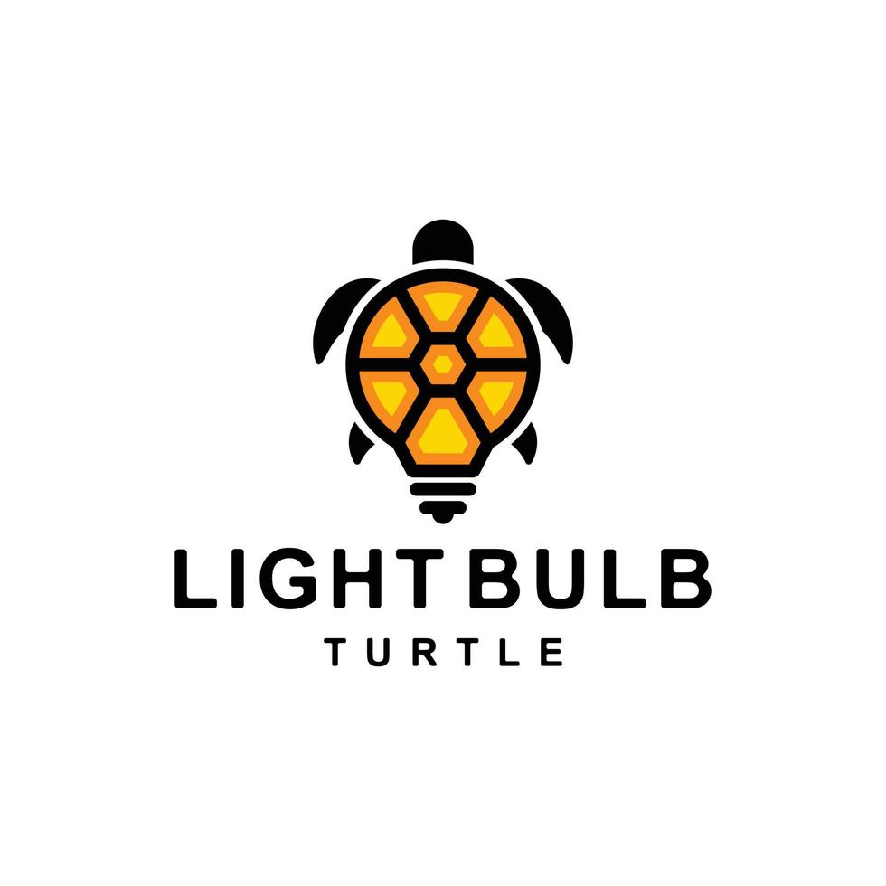 gloeilamp combinatie met schildpad op witte achtergrond, sjabloon vector logo ontwerp