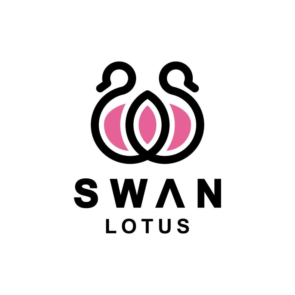 zwaan lijn combinatie met bloem lotus op achtergrond wit, vector logo ontwerp bewerkbaar