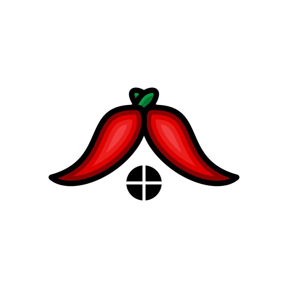 dubbele betekenis die chili-huis vormt, op de achtergrond wit, vector logo-ontwerp bewerkbaar