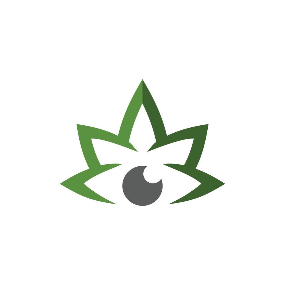cannabiscombinatie met oog op de achtergrond wit, plat minimalistisch vectorlogo-ontwerp vector