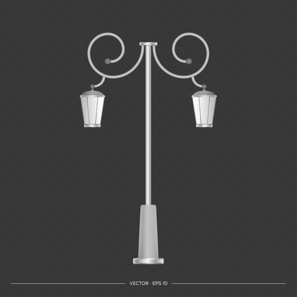 straatlamp. metalen lantaarnpaal. realistische vectorillustratie. vector