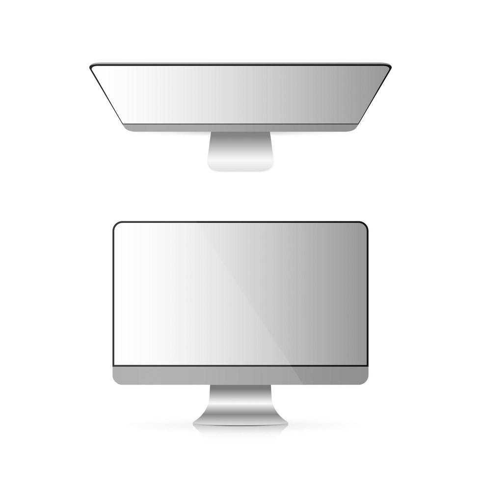 moderne monitor is geïsoleerd op een witte achtergrond. kijk direct en van bovenaf. realistische vector. vector