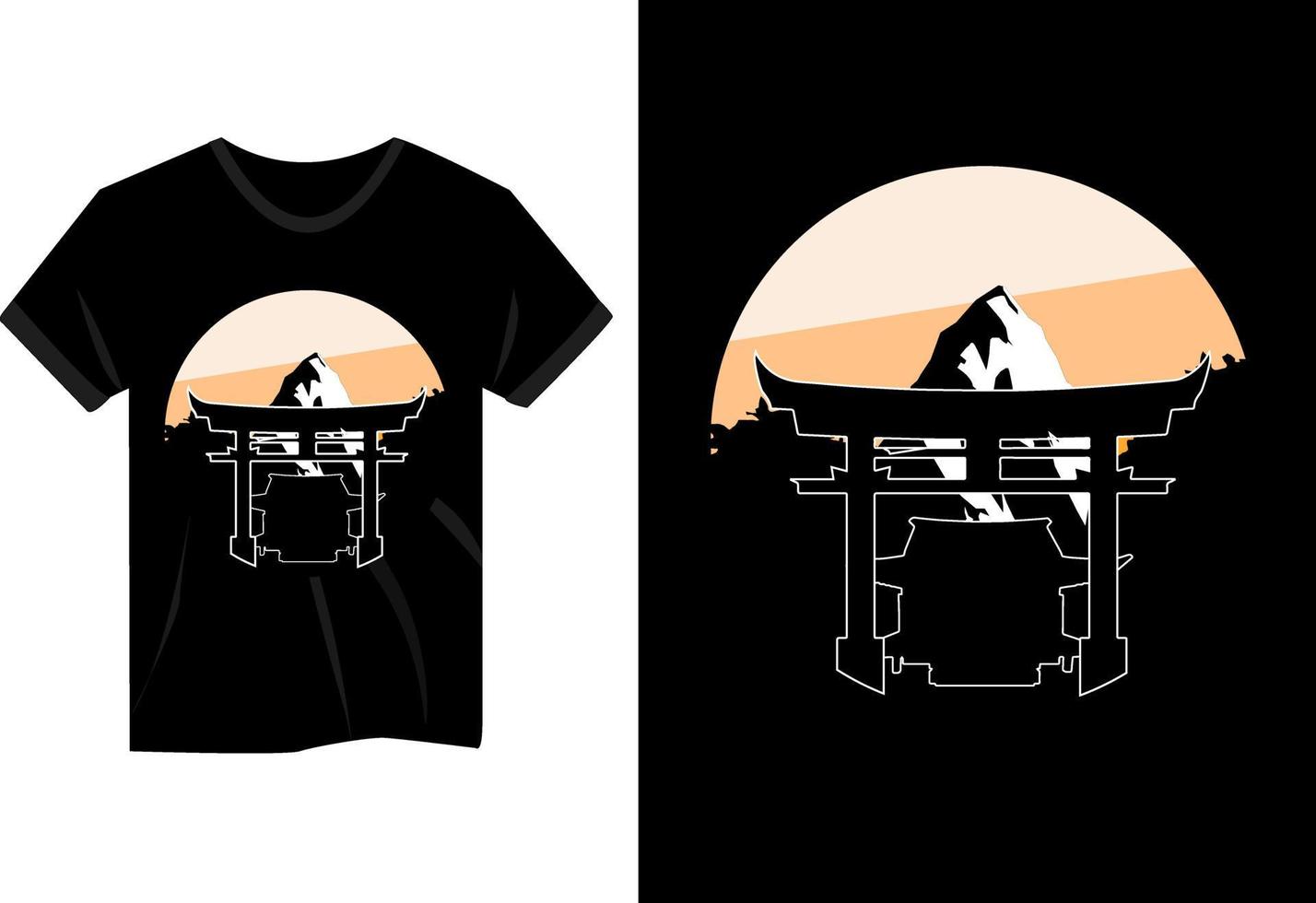 torii heiligdom vintage t-shirtontwerp vector