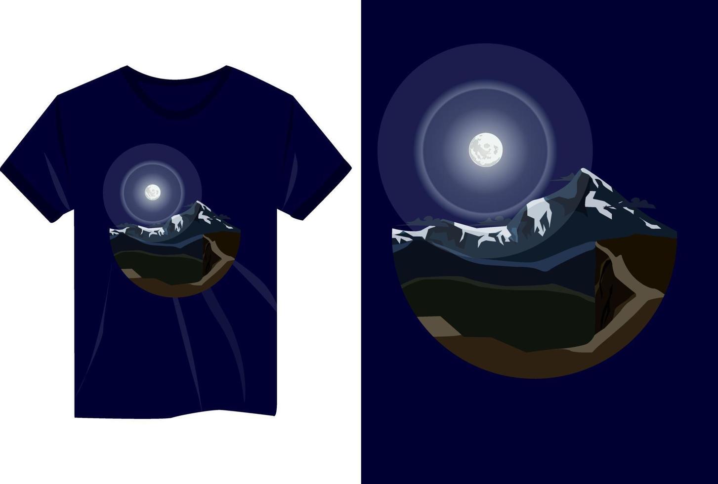 nacht bergketen t-shirt mockup ontwerp vector