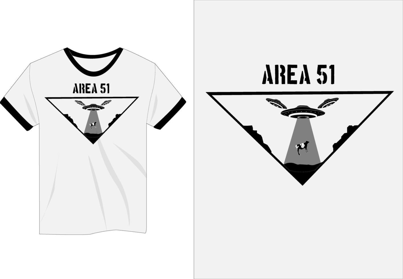 area 51 vliegende schotel die een koet-shirtontwerp omhoog trekt vector