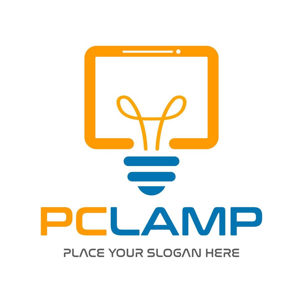 pc of monitor lamp vector logo sjabloon. dit ontwerp gebruikt slim symbool. geschikt voor techniek.