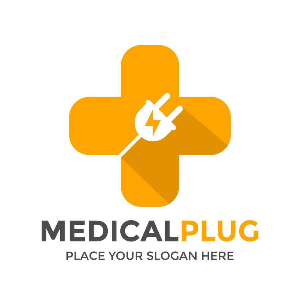 medische plug vector logo sjabloon. dit ontwerp gebruik kruis symbool. geschikt voor de gezondheid.
