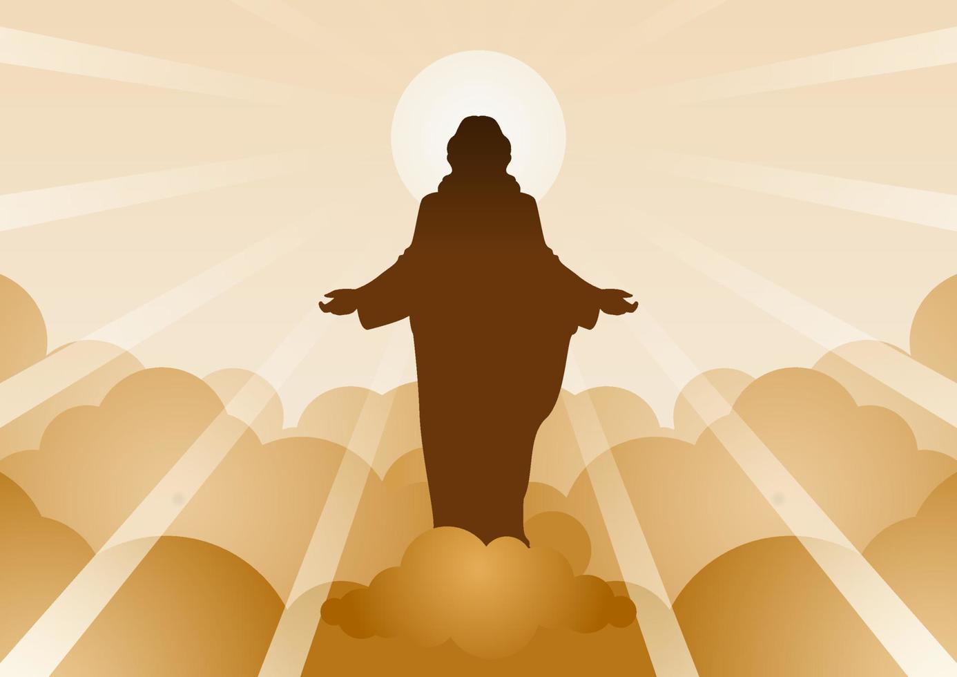 jezus christus met licht en wolk achterwaarts betekent begin van hoop, geloof en geloof vector