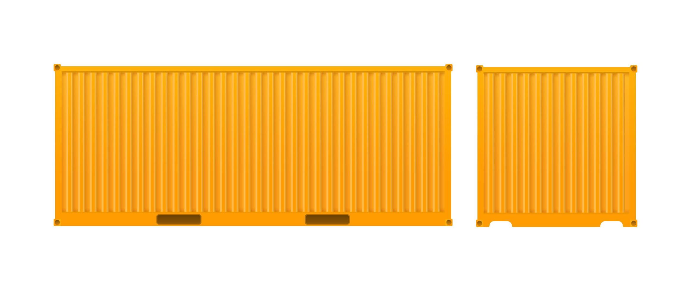 gele vrachtcontainer. grote container voor schip geïsoleerd op een witte achtergrond. vector. vector