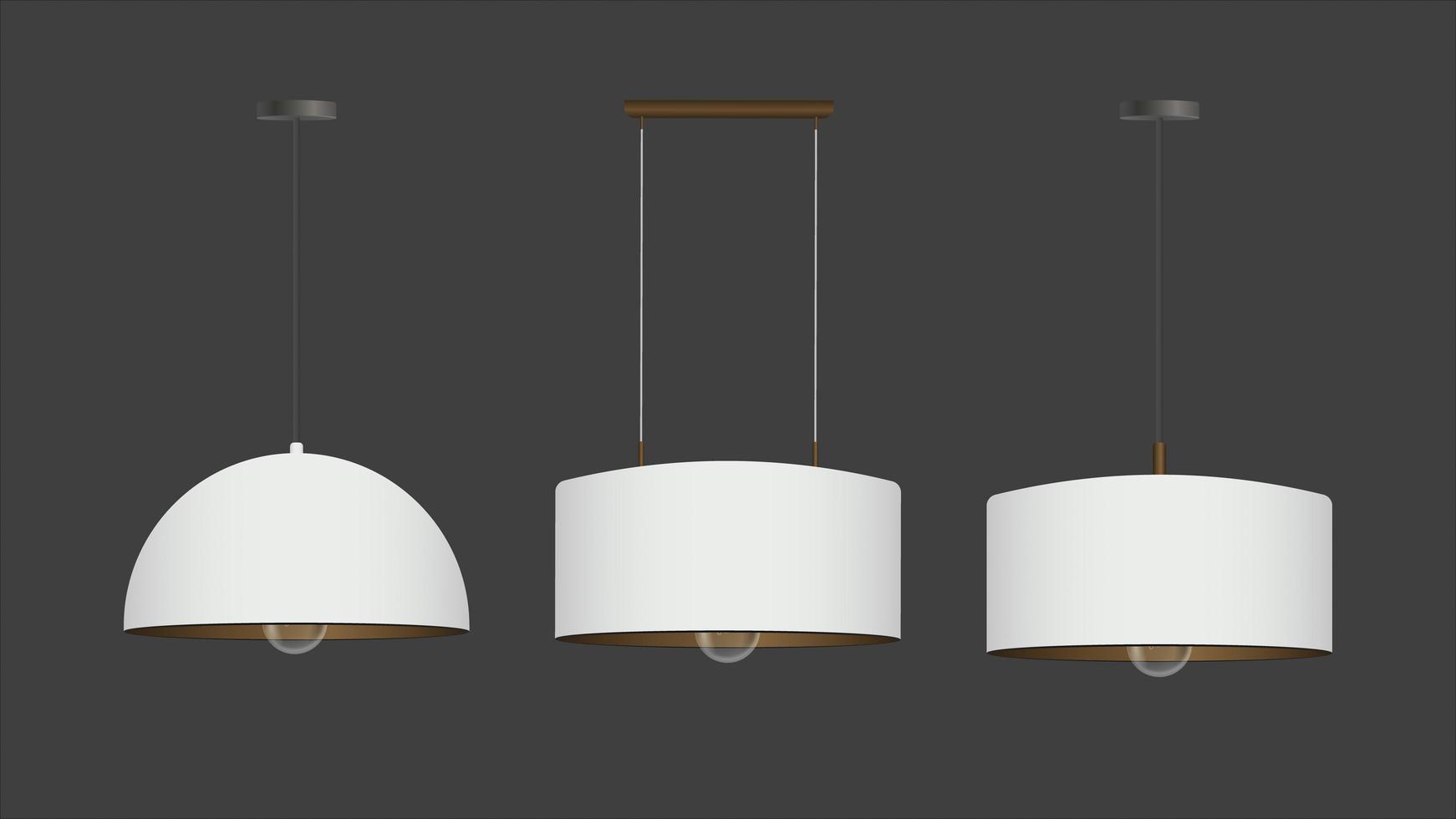 vector set van realistische witte lichten. plafondlamp in loftstijl.