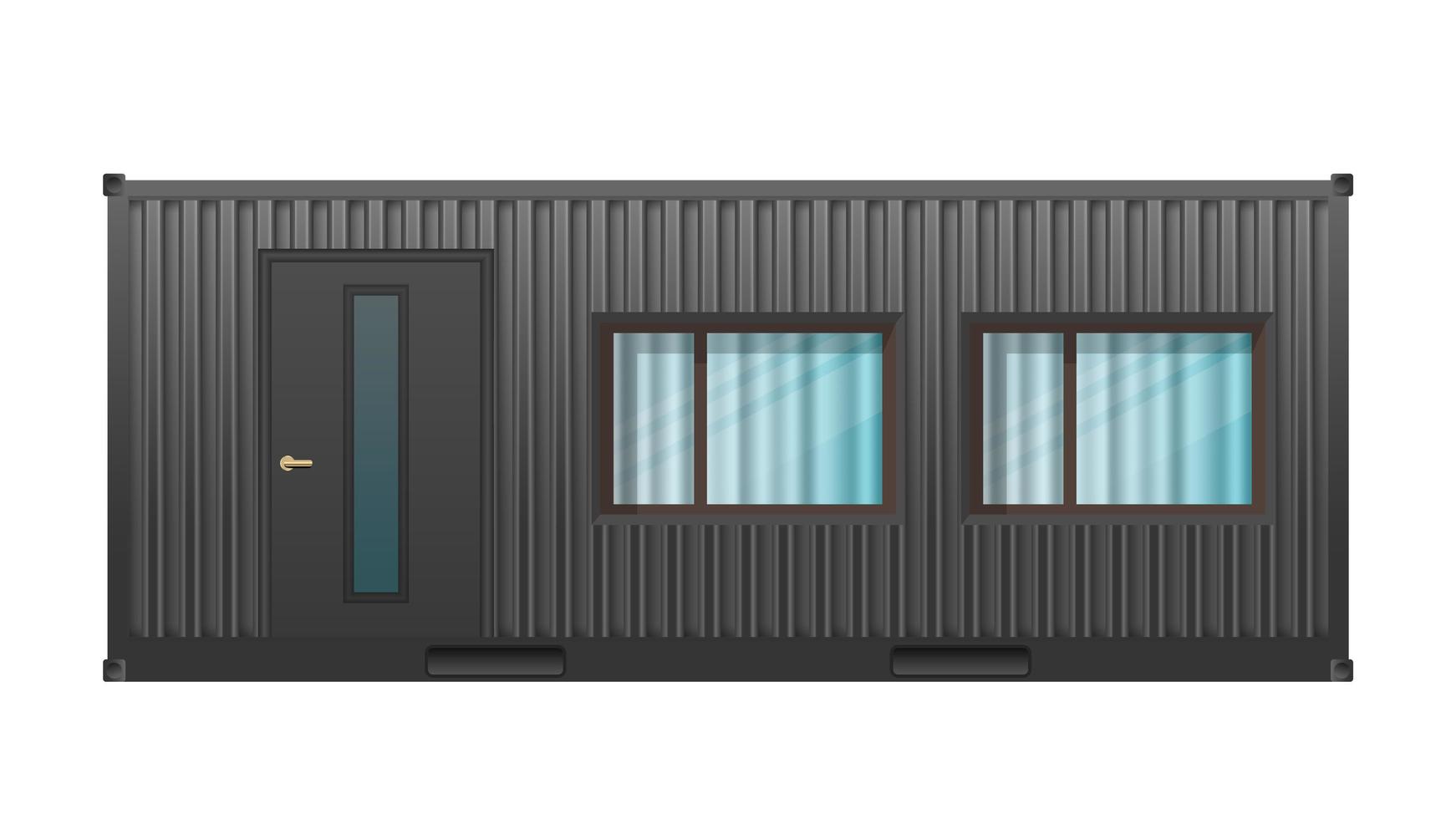 huis van zwarte vrachtcontainer. groot huis uit container voor schip geïsoleerd op een witte achtergrond. vector. vector