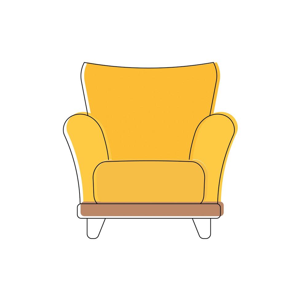 gele fauteuil in lijn kunststijl. pictogram geïsoleerd op een witte achtergrond. vector. vector