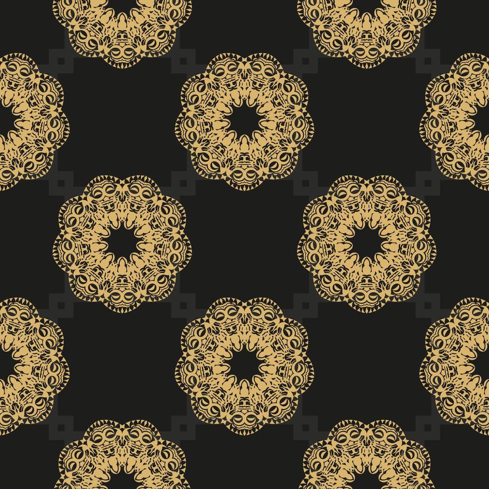 chinese zwarte en gele abstracte naadloze vector achtergrond. behang in een vintage stijlsjabloon. Indiase bloemenelement. ornament voor behang, stof, verpakking en papier.