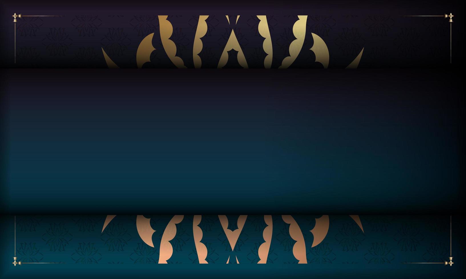 achtergrond met gradiënt blauwe kleur met abstract gouden patroon voor ontwerp onder de tekst vector