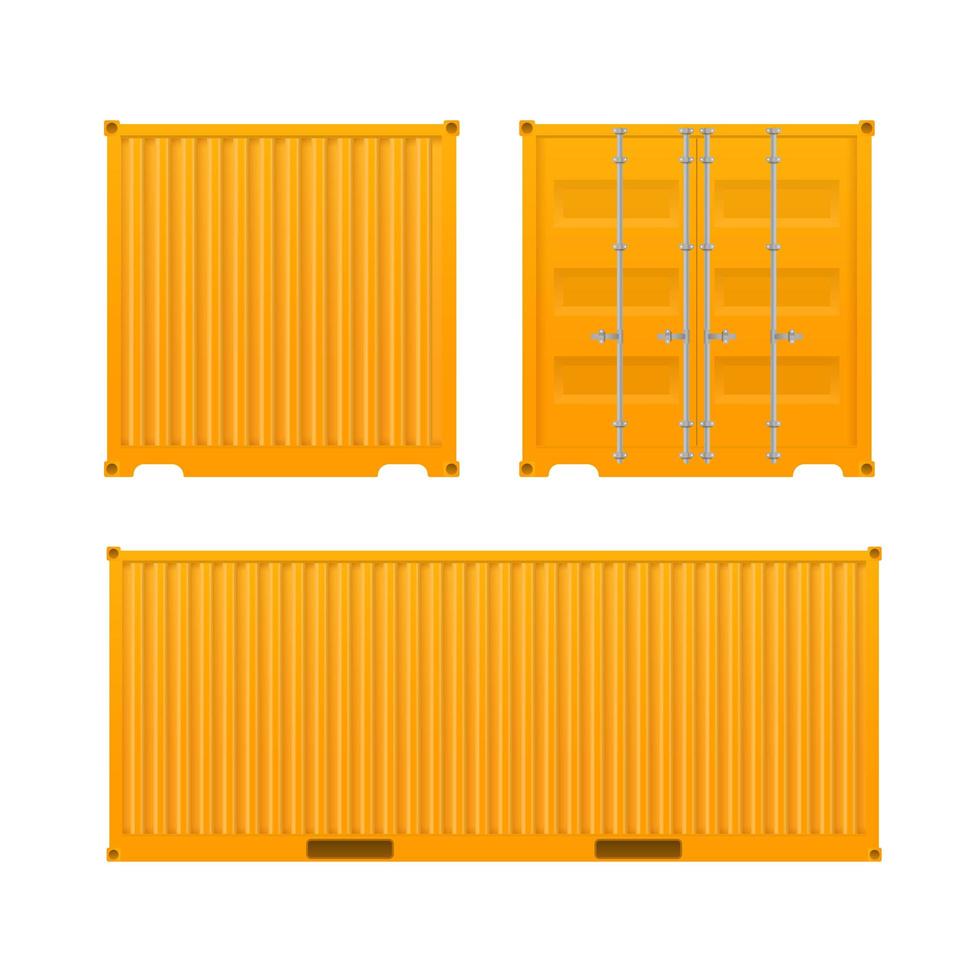 gele vrachtcontainer. grote container voor schip geïsoleerd op een witte achtergrond. vector. vector