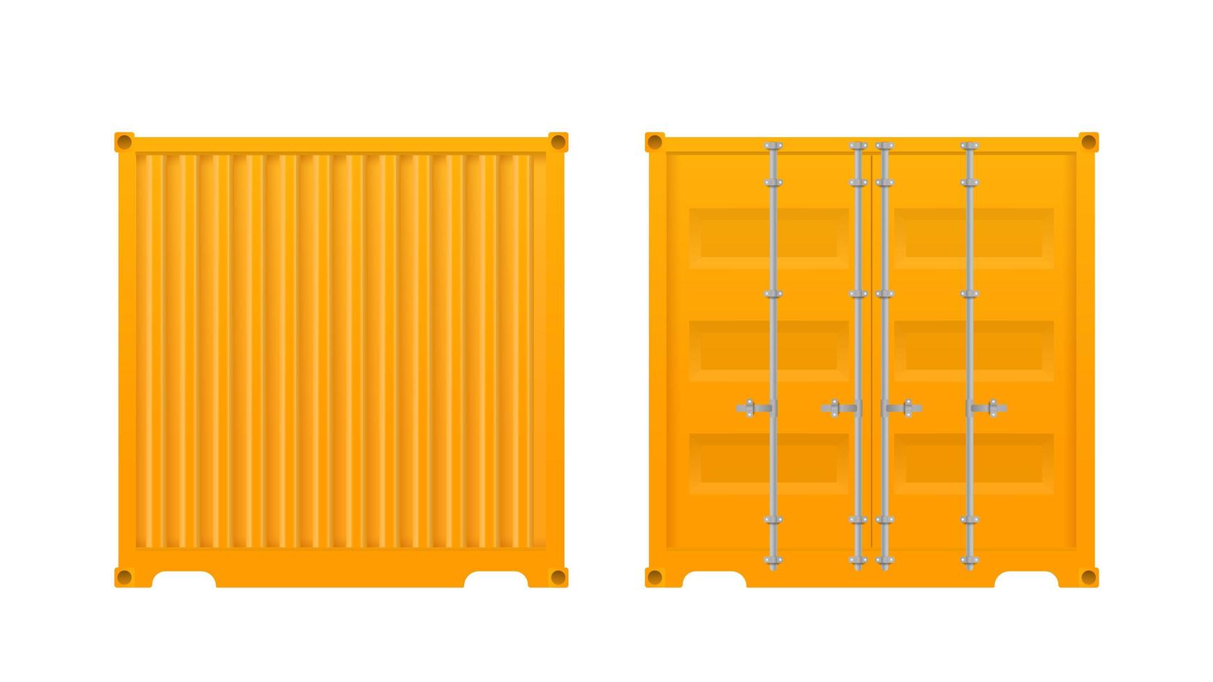 gele vrachtcontainer. grote container voor schip geïsoleerd op een witte achtergrond. vector. vector