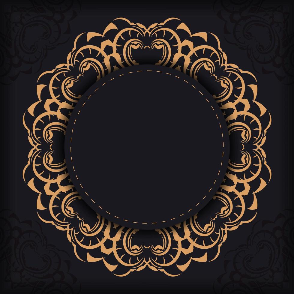 zwart luxe ansichtkaartontwerp met vintage indisch mandala-ornament. kan worden gebruikt als achtergrond en wallpaper. elegante en klassieke vectorelementen klaar om af te drukken en te typen. vector