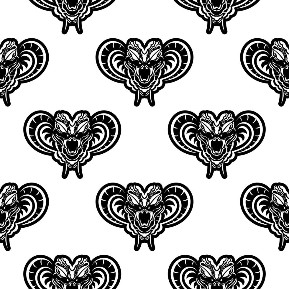 zwart-wit naadloos patroon met slangenkoppen. vectorillustratie. vector