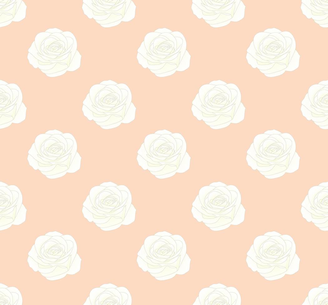 witte roos op naadloze oranje perzik achtergrond vector