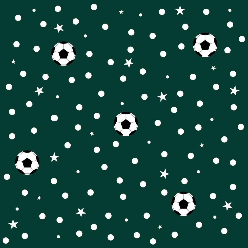 voetbal bal ster polka dot donkergroene achtergrond vector