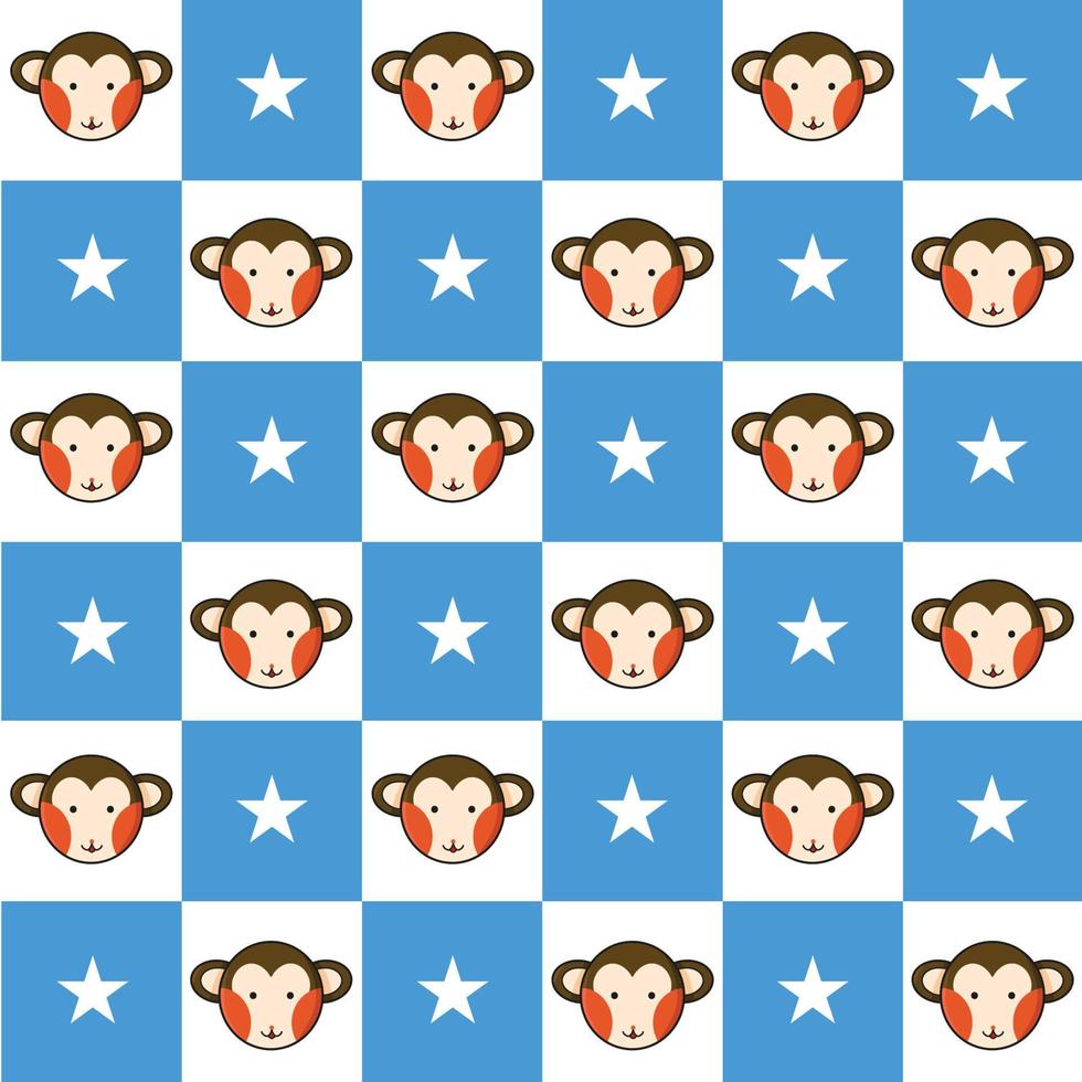 aap ster blauw wit schaakbord achtergrond vector