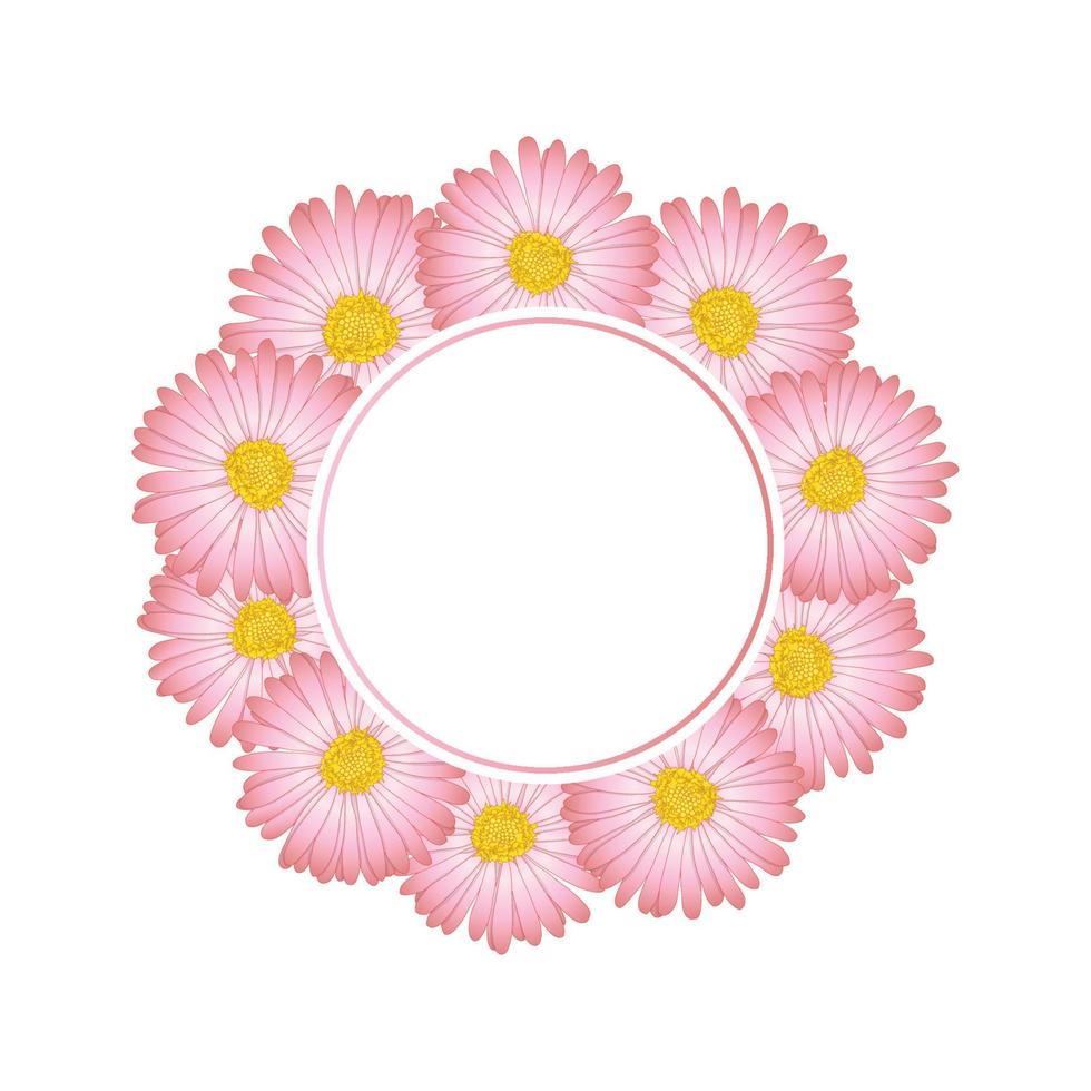 roze aster, madeliefje bloem banner krans vector