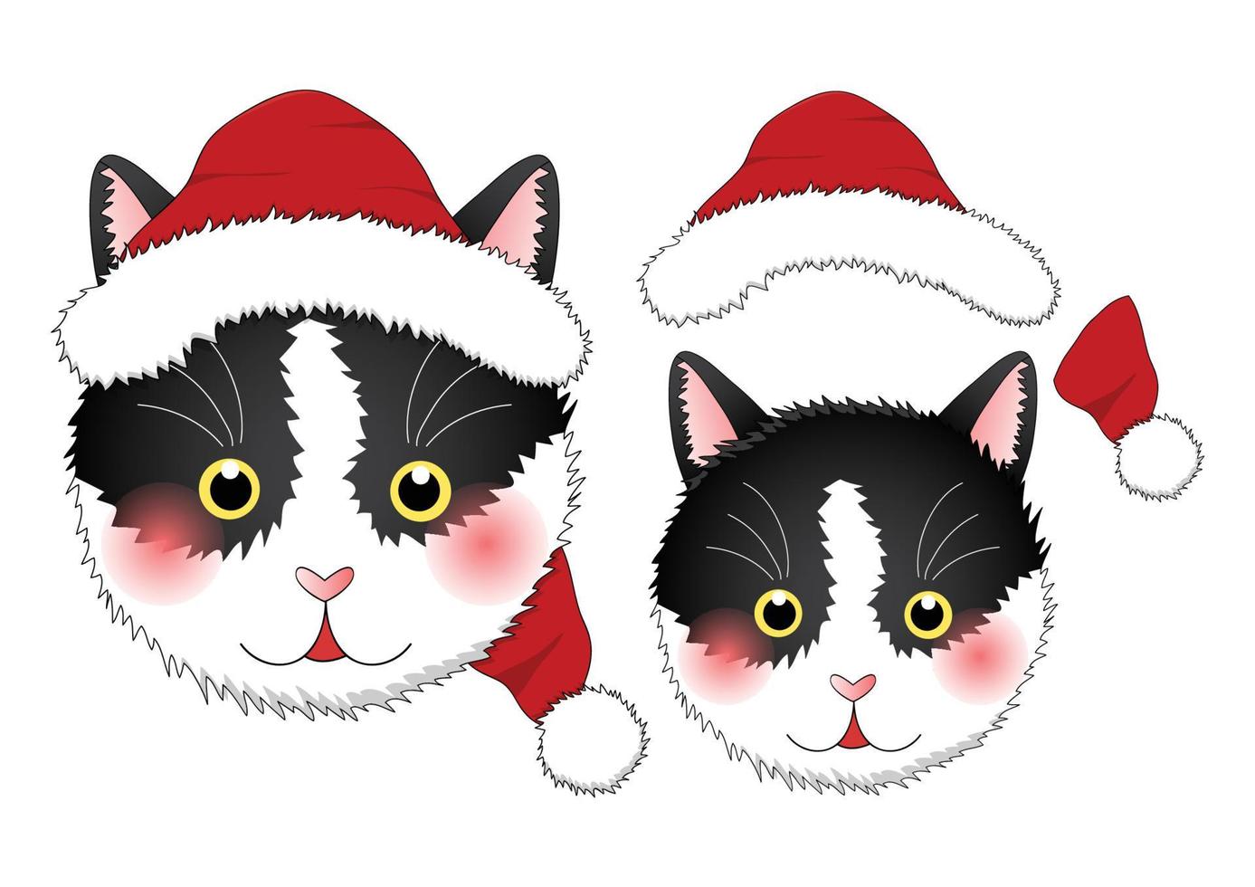 zwart witte kat kerstman. vector