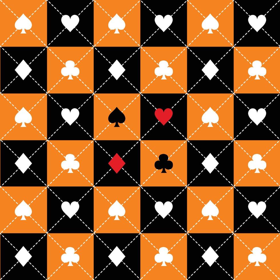 kaart past bij oranje zwart wit schaakbord diamant achtergrond vector