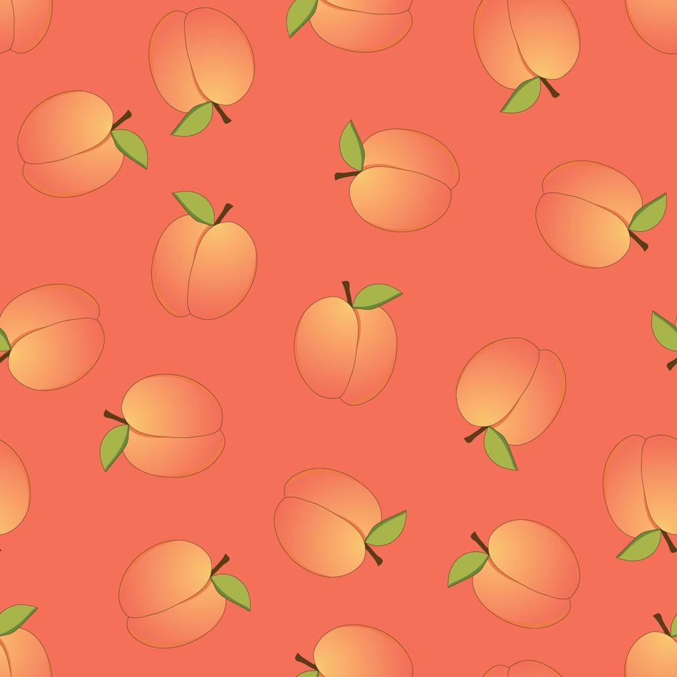perzik naadloos op oranje achtergrond vector