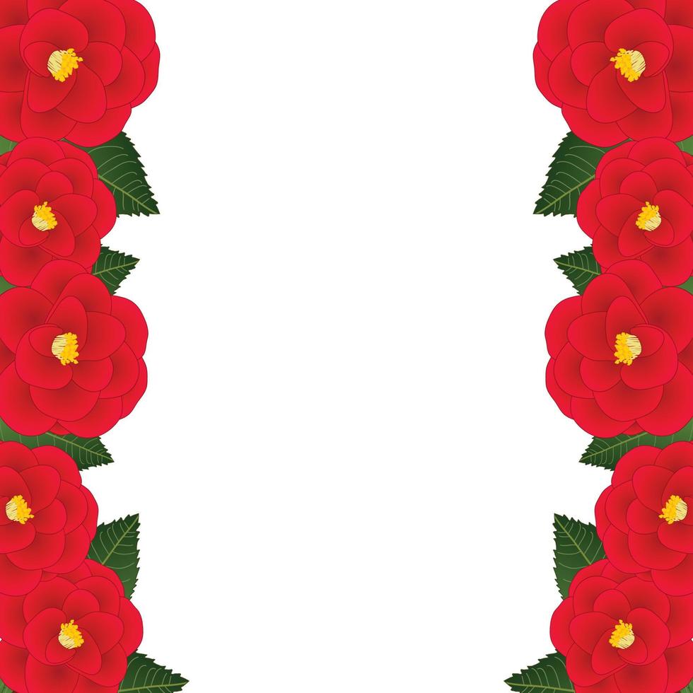 rode camellia bloem frame border.vector afbeelding. vector