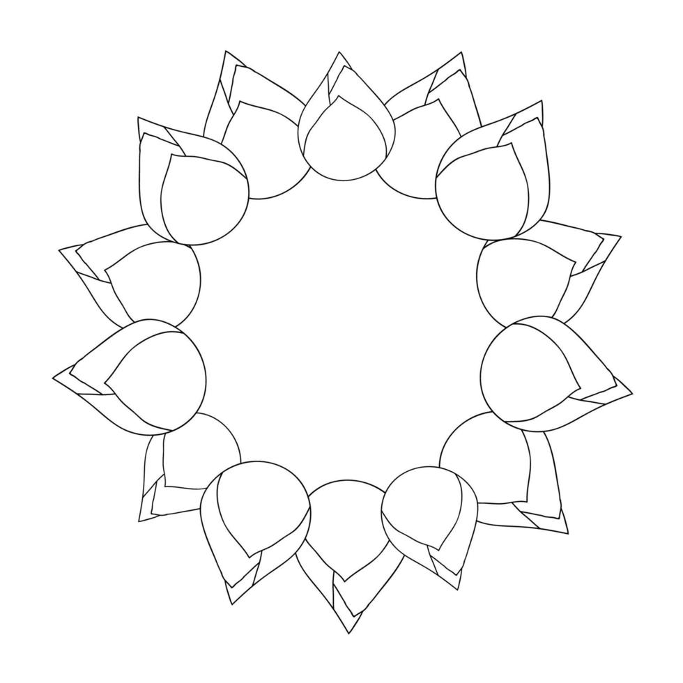 knop Indiase lotus omtrek krans vector